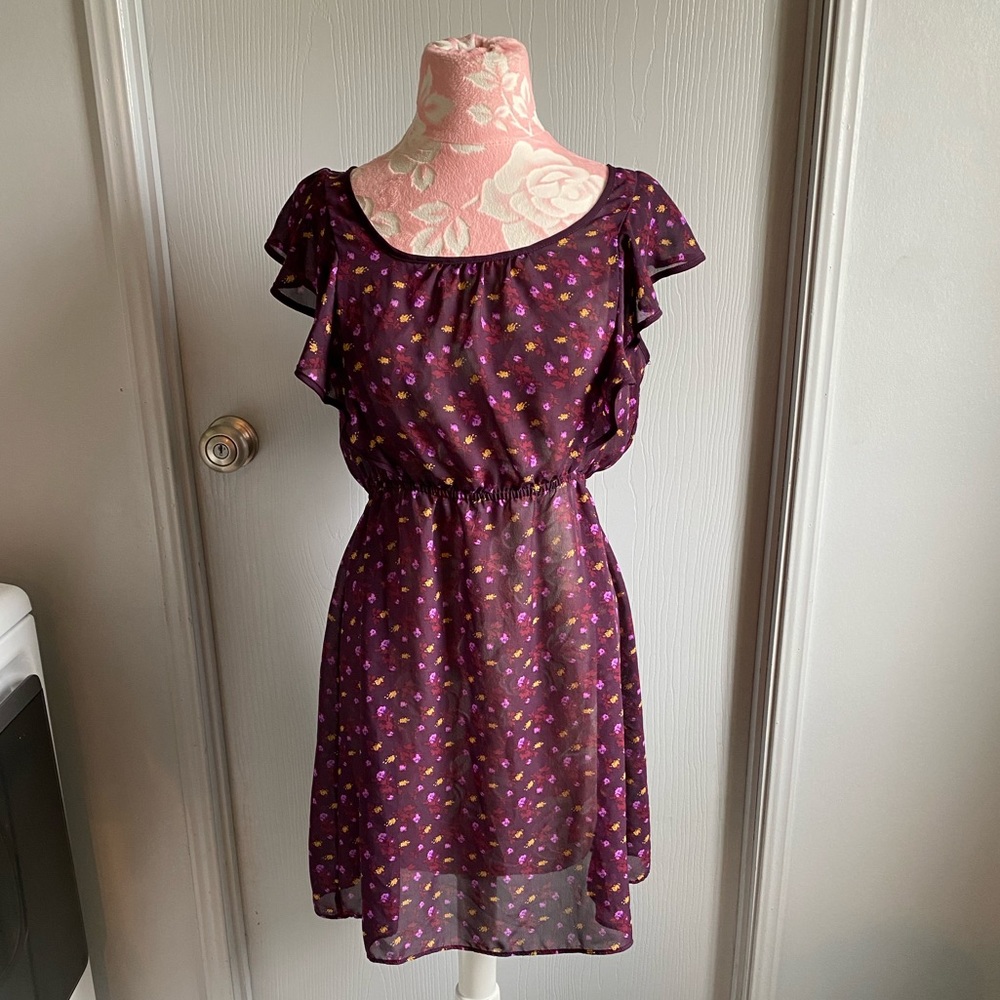 Sheer Purple Floral Dress